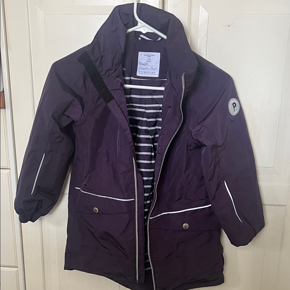 Polarn O. Pyret Dark Purple Kids Raincoat with Reflective Trim